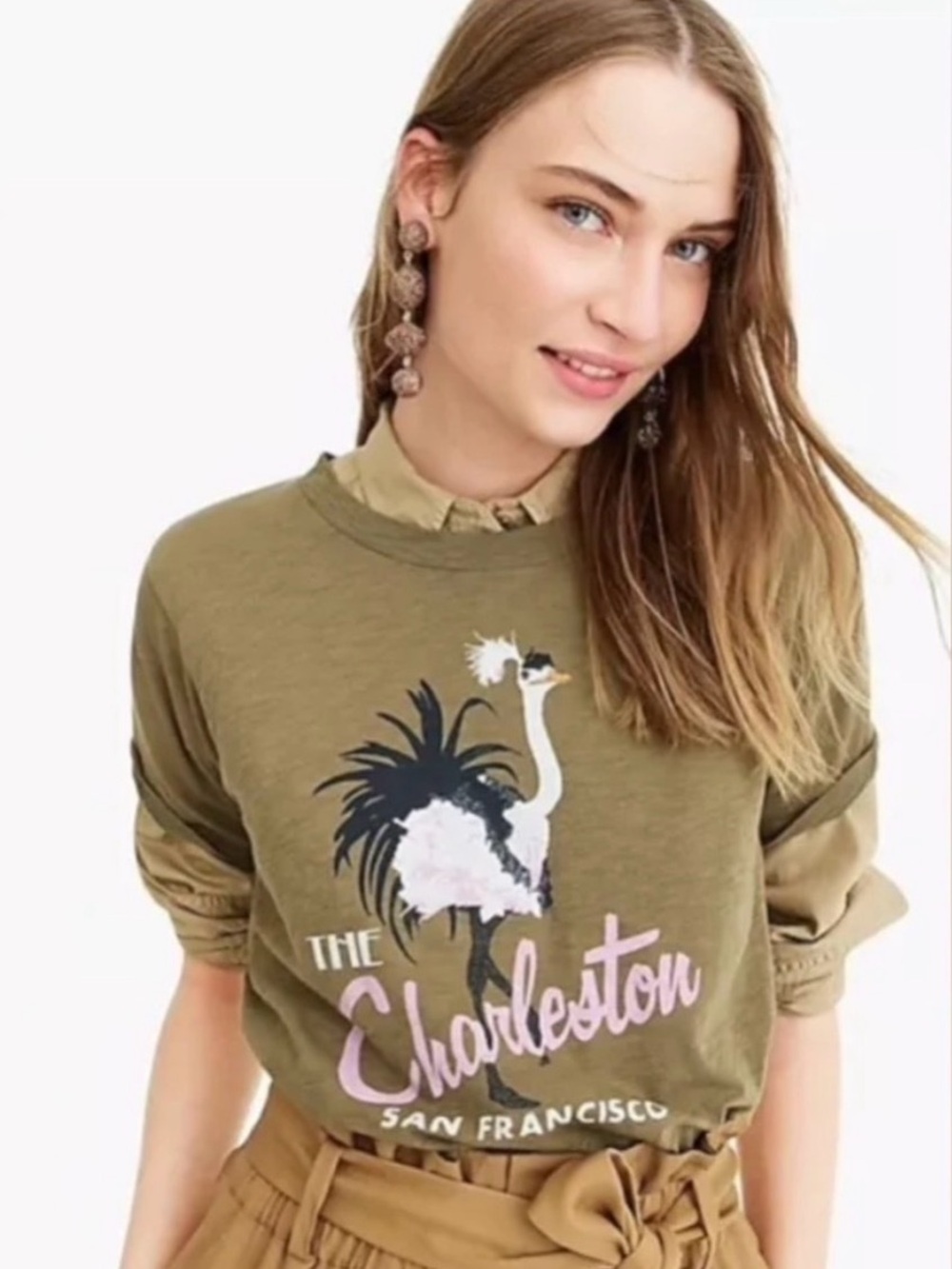J. Crew Collector Tee Olive Green 'The Charleston' Graphic Short Sleeve Tee